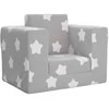 Vaikiška sofa-lova, pilka, minkštas pliušas, su žvaigždėmis