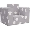 Vaikiška sofa-lova, pilka, minkštas pliušas, su žvaigždėmis
