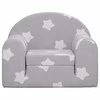 Vaikiška sofa-lova, pilka, minkštas pliušas, su žvaigždėmis