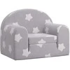 Vaikiška sofa-lova, pilka, minkštas pliušas, su žvaigždėmis