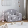 Vaikiška sofa-lova, pilka, minkštas pliušas, su žvaigždėmis