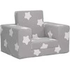 Vaikiška sofa-lova, pilka, minkštas pliušas, su žvaigždėmis