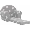 Vaikiška sofa-lova, pilka, minkštas pliušas, su žvaigždėmis