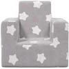 Vaikiška sofa, šviesiai pilka, minkštas pliušas, su žvaigždėmis