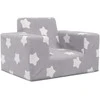 Vaikiška sofa, šviesiai pilka, minkštas pliušas, su žvaigždėmis