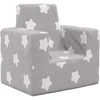 Vaikiška sofa, šviesiai pilka, minkštas pliušas, su žvaigždėmis