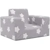 Vaikiška sofa, šviesiai pilka, minkštas pliušas, su žvaigždėmis