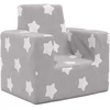 Vaikiška sofa, šviesiai pilka, minkštas pliušas, su žvaigždėmis