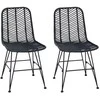 Valgomasis krėslas 2 pcs Ratanas ir Geležis Juoda