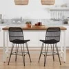 Valgomojo kėdė 2 pcs Juoda 41 x 55 x 85 cm Ratana ir Plienas