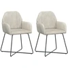 Valgomojo kėdės 2 pcs Aksomas Kreminė 55 x 50 x 84 cm