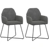 Valgomojo kėdės 2 pcs Aksomas Tamsiai pilka 55 x 50 x 84 cm