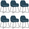 Valgomojo kėdės 6 pcs Aksomas Mėlyna 55 x 50 x 84 cm