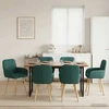 Valgomojo kėdės 6 pcs Audinys Tamsiai žalia 56,5 x 50 x 87,5 cm