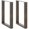 Valgomojo stalo kojelės, U formos, 2 vnt., natūralus plienas, 60x(72-73) cm, plienas