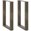 Valgomojo stalo kojelės, U formos, 2 vnt., natūralus plienas, 50x(72-73) cm, plienas