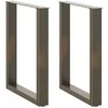 Valgomojo stalo kojelės, U formos, 2 vnt., natūralus plienas, 70x(72-73) cm, plienas