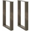 Valgomojo stalo kojelės, U formos, 2 vnt., natūralus plienas, 50x(72-73) cm, plienas