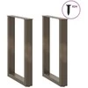 Valgomojo stalo kojelės, U formos, 2 vnt., natūralus plienas, 50x(72-73) cm, plienas