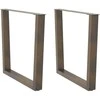 Valgomojo stalo kojelės, V formos, 2 vnt., natūralus plienas, 80x(72-73,3) cm, plienas