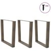 Valgomojo stalo kojelės, V formos, 3 vnt., natūralus plienas, 80x(72-73,3) cm, plienas