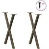 Valgomojo stalo kojos, X formos, 2 vnt., natūralus plienas, 57x(72-73) cm, plienas