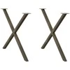 Valgomojo stalo kojelės, X formos, 2 vnt., natūralus plienas, 90x(72-73) cm, plienas
