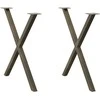 Valgomojo stalo kojelės, X formos, 2 vnt., natūralus plienas, 70x(72-73) cm, plienas