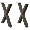 Valgomojo stalo kojelės, X formos, 2 vnt., natūralus plienas, 70x(72-73) cm, plienas