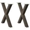 Valgomojo stalo kojelės, X formos, 2 vnt., natūralus plienas, 70x(72-73) cm, plienas