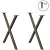 Valgomojo stalo kojelės, X formos, 2 vnt., natūralus plienas, 80x(72-73) cm, plienas