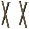 Valgomojo stalo kojos, X formos, 2 vnt., natūralus plienas, 50x(72-73) cm, plienas