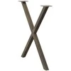 Valgomojo stalo kojelės, X formos, 2 vnt., natūralus plienas, 80x(72-73) cm, plienas