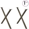 Valgomojo stalo kojelės, X formos, 2 vnt., natūralus plienas, 90x(72-73) cm, plienas