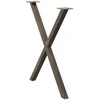 Valgomojo stalo kojelės, X formos, 2 vnt., natūralus plienas, 70x(72-73) cm, plienas