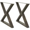 Valgomojo stalo kojos, 2 vnt., natūralus plienas, 90x(72-73,3) cm, plienas