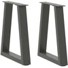 Kavos staliuko kojelės, V formos, 2 vnt., antracito spalvos, 38x(42-43,3) cm, plienas