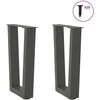 Kavos staliuko kojelės, V formos, 2 vnt., antracito spalvos, 38x(42-43,3) cm, plienas