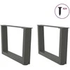 Kavos staliuko kojelės, V formos, 2 vnt., antracito spalvos, 50x(30-31,3) cm, plienas