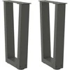 Kavos staliuko kojelės, V formos, 2 vnt., antracito spalvos, 38x(42-43,3) cm, plienas