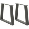 Kavos staliuko kojelės, V formos, 2 vnt., antracito spalvos, 60x(42-43,3) cm, plienas