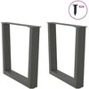 Kavos staliuko kojelės, V formos, 2 vnt., antracito spalvos, 50x(42-43,3) cm, plienas
