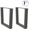 Kavos staliuko kojelės, V formos, 2 vnt., antracito spalvos, 60x(42-43,3) cm, plienas