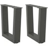 Kavos staliuko kojelės, V formos, 2 vnt., antracito spalvos, 30x(30-31,3) cm, plienas