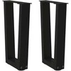 Kavos staliuko kojelės, V formos, 2 vnt., juodos, 38x(42-43,3) cm, plienas