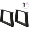Kavos staliuko kojelės, V formos, 2 vnt., juodos, 50x(30-31,3) cm, plienas