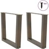 Kavos staliuko kojelės, V formos, 2 vnt., natūralus plienas, 60x(42-43,3) cm, plienas