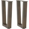 Kavos staliuko kojelės, V formos, 2 vnt., natūralus plienas, 28x(42-43,3) cm, plienas