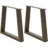 Kavos staliuko kojelės, V formos, 2 vnt., natūralus plienas, 70x(42-43,3) cm, plienas