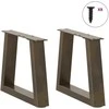 Kavos staliuko kojelės, V formos, 2 vnt., natūralus plienas, 30x(30-31,3) cm, plienas